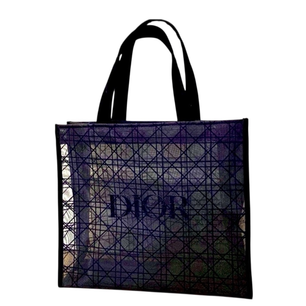 New in Bag Dior Black Double Mesh GWP Tote & Pouch Set Velour Dior & Handles - Picture 9 of 11